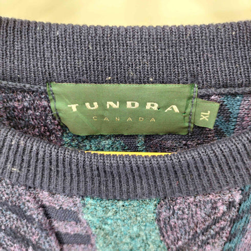 ツンドラ tundra 90s カナダ製 総柄 クルーネック 3Dニット メンズ import:XL